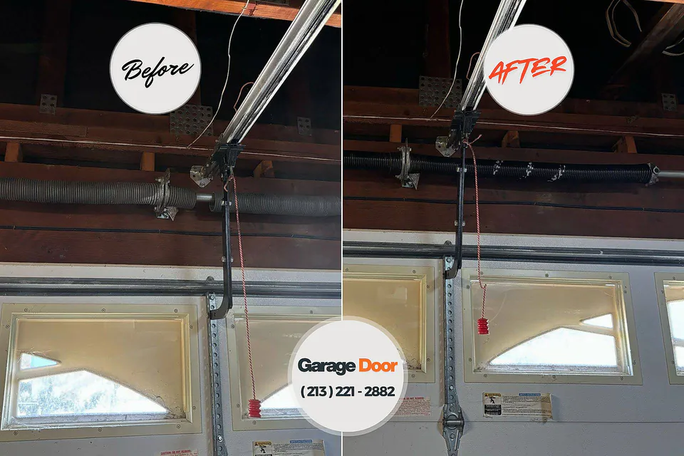 Before and after: garage door repair Monson Center, MA